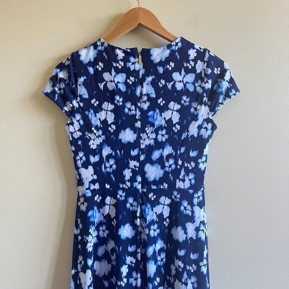 NEW Michael Michael Kors Ikat Poppy Flounce Navy Dress Short Sleeve Womens Sz S - Picture 8 of 10